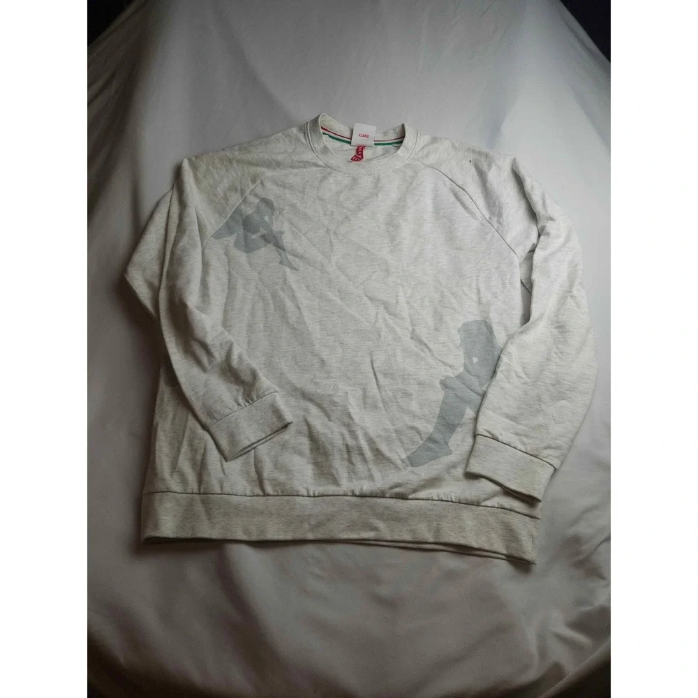 Kappa Omini Logo Sweatshirt Mens XL Grey Heather Raglan Crewneck Pullover